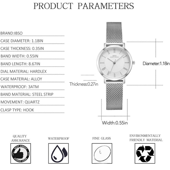 Stainless Steel Water Resistant Watch with Adjustable Strap - Picture 10 of 11